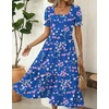 Zeagoo Summer Dresses for Women Flowy Casual Midi Dress Short Sleeve Tiered Dress Beach Vacation Sundresses with Pockets(Floral-printed-2)