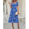 Zeagoo Summer Dresses for Women Flowy Casual Midi Dress Short Sleeve Tiered Dress Beach Vacation Sundresses with Pockets(Floral-printed-2)