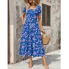 Zeagoo Summer Dresses for Women Flowy Casual Midi Dress Short Sleeve Tiered Dress Beach Vacation Sundresses with Pockets(Floral-printed-2)