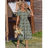 Zeagoo Summer Dresses for Women Flowy Casual Midi Dress Short Sleeve Tiered Dress Beach Vacation Sundresses with Pockets(Green-floral)