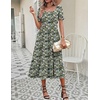 Zeagoo Summer Dresses for Women Flowy Casual Midi Dress Short Sleeve Tiered Dress Beach Vacation Sundresses with Pockets(Green-floral)