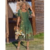 Zeagoo Summer Dresses for Women Flowy Casual Midi Dress Short Sleeve Tiered Dress Beach Vacation Sundresses with Pockets(Green-printed)