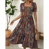 Zeagoo Summer Dresses for Women Flowy Casual Midi Dress Short Sleeve Tiered Dress Beach Vacation Sundresses with Pockets(Mz721)