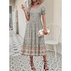 Zeagoo Summer Dresses for Women Flowy Casual Midi Dress Short Sleeve Tiered Dress Beach Vacation Sundresses with Pockets(Mz914)