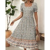 Zeagoo Summer Dresses for Women Flowy Casual Midi Dress Short Sleeve Tiered Dress Beach Vacation Sundresses with Pockets(Mz914)