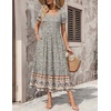 Zeagoo Summer Dresses for Women Flowy Casual Midi Dress Short Sleeve Tiered Dress Beach Vacation Sundresses with Pockets(Mz914)