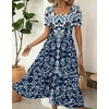 Zeagoo Summer Dresses for Women Flowy Casual Midi Dress Short Sleeve Tiered Dress Beach Vacation Sundresses with Pockets(Mz924)