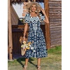 Zeagoo Summer Dresses for Women Flowy Casual Midi Dress Short Sleeve Tiered Dress Beach Vacation Sundresses with Pockets(Mz924)