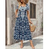Zeagoo Summer Dresses for Women Flowy Casual Midi Dress Short Sleeve Tiered Dress Beach Vacation Sundresses with Pockets(Mz924)