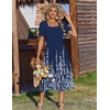 Zeagoo Summer Dresses for Women Flowy Casual Midi Dress Short Sleeve Tiered Dress Beach Vacation Sundresses with Pockets(Navy Blue Floral)