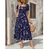 Zeagoo Summer Dresses for Women Flowy Casual Midi Dress Short Sleeve Tiered Dress Beach Vacation Sundresses with Pockets(Navy Blue-printed)