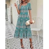 Zeagoo Summer Dresses for Women Flowy Casual Midi Dress Short Sleeve Tiered Dress Beach Vacation Sundresses with Pockets(Pa169)