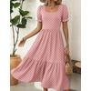 Zeagoo Summer Dresses for Women Flowy Casual Midi Dress Short Sleeve Tiered Dress Beach Vacation Sundresses with Pockets(Pink Dot)