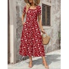 Zeagoo Summer Dresses for Women Flowy Casual Midi Dress Short Sleeve Tiered Dress Beach Vacation Sundresses with Pockets(Red-floral)