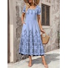 Zeagoo Summer Dresses for Women Flowy Casual Midi Dress Short Sleeve Tiered Dress Beach Vacation Sundresses with Pockets(Sf166)