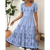 Zeagoo Summer Dresses for Women Flowy Casual Midi Dress Short Sleeve Tiered Dress Beach Vacation Sundresses with Pockets(Sf166)