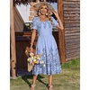 Zeagoo Summer Dresses for Women Flowy Casual Midi Dress Short Sleeve Tiered Dress Beach Vacation Sundresses with Pockets(Sf166)