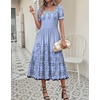 Zeagoo Summer Dresses for Women Flowy Casual Midi Dress Short Sleeve Tiered Dress Beach Vacation Sundresses with Pockets(Sf166)