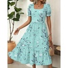Zeagoo Summer Dresses for Women Flowy Casual Midi Dress Short Sleeve Tiered Dress Beach Vacation Sundresses with Pockets(Sf373)