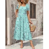 Zeagoo Summer Dresses for Women Flowy Casual Midi Dress Short Sleeve Tiered Dress Beach Vacation Sundresses with Pockets(Sf373)