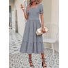 Zeagoo Summer Dresses for Women Flowy Casual Midi Dress Short Sleeve Tiered Dress Beach Vacation Sundresses with Pockets(Tz452)