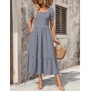 Zeagoo Summer Dresses for Women Flowy Casual Midi Dress Short Sleeve Tiered Dress Beach Vacation Sundresses with Pockets(Tz452)