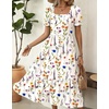 Zeagoo Summer Dresses for Women Flowy Casual Midi Dress Short Sleeve Tiered Dress Beach Vacation Sundresses with Pockets(Wf109)