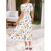 Zeagoo Summer Dresses for Women Flowy Casual Midi Dress Short Sleeve Tiered Dress Beach Vacation Sundresses with Pockets(Wf109)