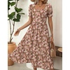 Zeagoo Summer Dresses for Women Flowy Casual Midi Dress Short Sleeve Tiered Dress Beach Vacation Sundresses with Pockets(Wf87)