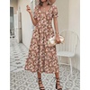 Zeagoo Summer Dresses for Women Flowy Casual Midi Dress Short Sleeve Tiered Dress Beach Vacation Sundresses with Pockets(Wf87)