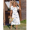 Zeagoo Summer Dresses for Women Flowy Casual Midi Dress Short Sleeve Tiered Dress Beach Vacation Sundresses with Pockets(White Floral)