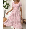 Zeagoo Summer Dresses for Women Flowy Casual Midi Dress Short Sleeve Tiered Dress Beach Vacation Sundresses with Pockets(Xh530)