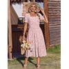 Zeagoo Summer Dresses for Women Flowy Casual Midi Dress Short Sleeve Tiered Dress Beach Vacation Sundresses with Pockets(Xh530)