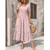 Zeagoo Summer Dresses for Women Flowy Casual Midi Dress Short Sleeve Tiered Dress Beach Vacation Sundresses with Pockets(Xh530)
