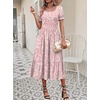 Zeagoo Summer Dresses for Women Flowy Casual Midi Dress Short Sleeve Tiered Dress Beach Vacation Sundresses with Pockets(Xh530)