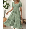 Zeagoo Summer Dresses for Women Flowy Casual Midi Dress Short Sleeve Tiered Dress Beach Vacation Sundresses with Pockets(Xh534)