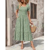 Zeagoo Summer Dresses for Women Flowy Casual Midi Dress Short Sleeve Tiered Dress Beach Vacation Sundresses with Pockets(Xh534)
