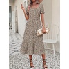 Zeagoo Summer Dresses for Women Flowy Casual Midi Dress Short Sleeve Tiered Dress Beach Vacation Sundresses with Pockets(Xh594)