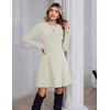 Zeagoo Sweater Dress for Women Fall 2026 Long Sleeve Crew Neck Ribbed Knit Fit and Flare A-Line Dresses(Beige)