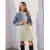 Zeagoo Sweater Dress for Women Fall 2026 Long Sleeve Crew Neck Ribbed Knit Fit and Flare A-Line Dresses(Beige)