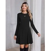 Zeagoo Sweater Dress for Women Fall 2026 Long Sleeve Crew Neck Ribbed Knit Fit and Flare A-Line Dresses(Black)