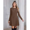 Zeagoo Sweater Dress for Women Fall 2026 Long Sleeve Crew Neck Ribbed Knit Fit and Flare A-Line Dresses(Brown)