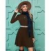 Zeagoo Sweater Dress for Women Fall 2026 Long Sleeve Crew Neck Ribbed Knit Fit and Flare A-Line Dresses(Chestnut Brown)