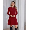 Zeagoo Sweater Dress for Women Fall 2026 Long Sleeve Crew Neck Ribbed Knit Fit and Flare A-Line Dresses(Deep Red)