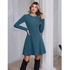 Zeagoo Sweater Dress for Women Fall 2026 Long Sleeve Crew Neck Ribbed Knit Fit and Flare A-Line Dresses(Gray-blue)