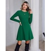 Zeagoo Sweater Dress for Women Fall 2026 Long Sleeve Crew Neck Ribbed Knit Fit and Flare A-Line Dresses(Green)