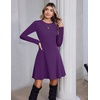 Zeagoo Sweater Dress for Women Fall 2026 Long Sleeve Crew Neck Ribbed Knit Fit and Flare A-Line Dresses(Purple)