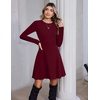 Zeagoo Sweater Dress for Women Fall 2026 Long Sleeve Crew Neck Ribbed Knit Fit and Flare A-Line Dresses(Red)