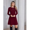 Zeagoo Sweater Dress for Women Fall 2026 Long Sleeve Crew Neck Ribbed Knit Fit and Flare A-Line Dresses(Red)