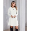Zeagoo Sweater Dress for Women Fall 2026 Long Sleeve Crew Neck Ribbed Knit Fit and Flare A-Line Dresses(White)